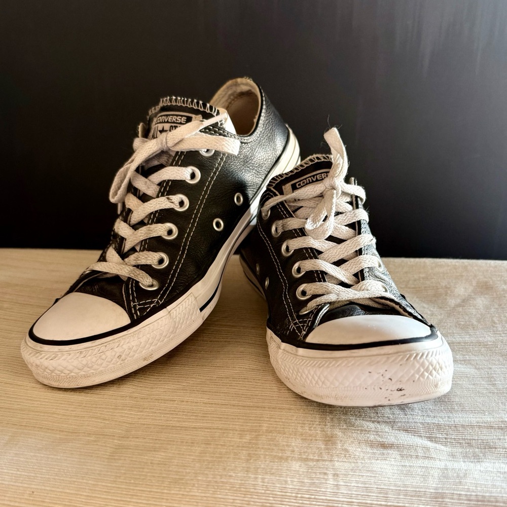 Converse Black and White Leather Sneakers